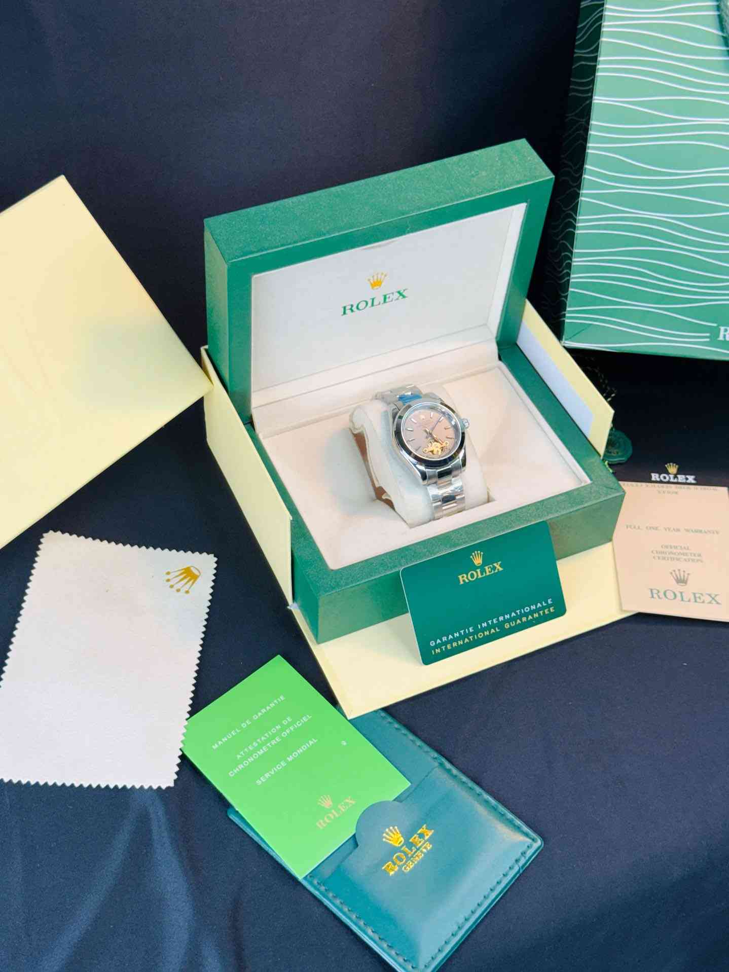 Rolex Oyster Perpetual Labenno Skeleton Edition Silver Dial With Silver Chain